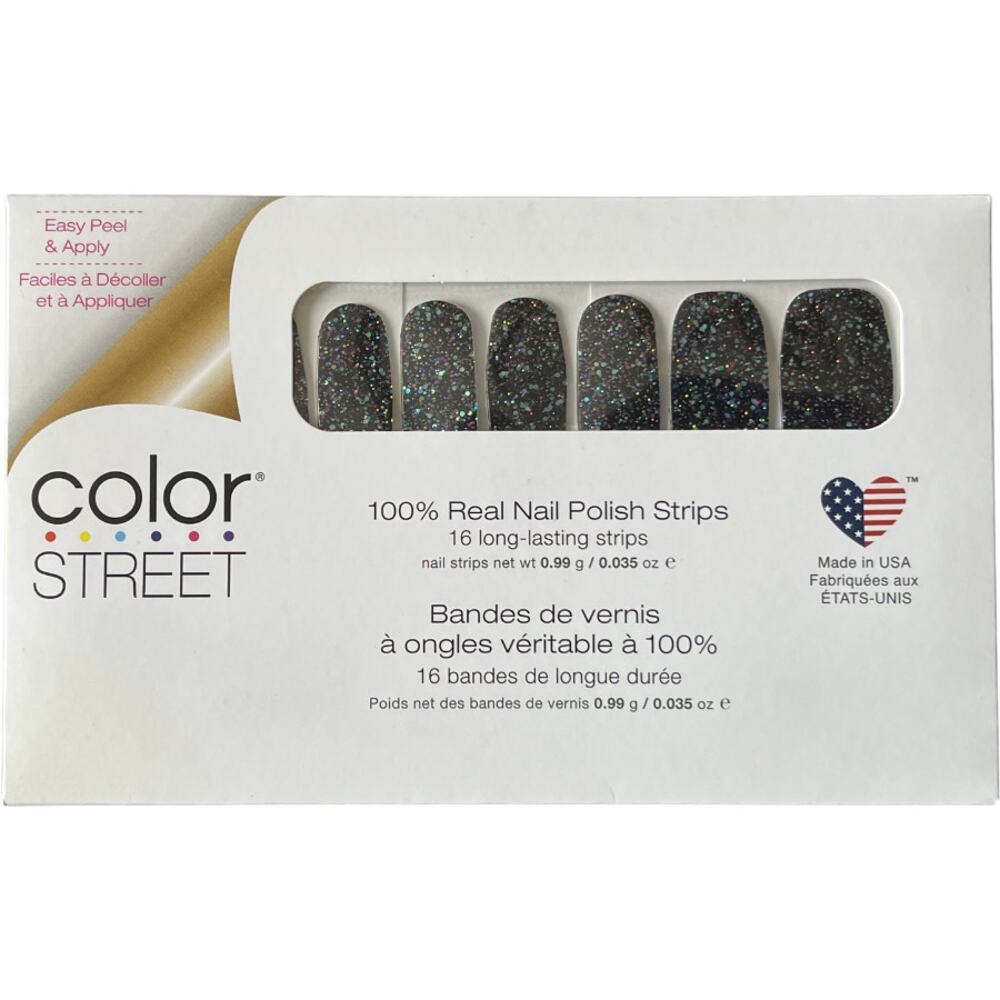 Color Street Holidaze Nail Polish Strips Black Multicolor Glitter FMG171